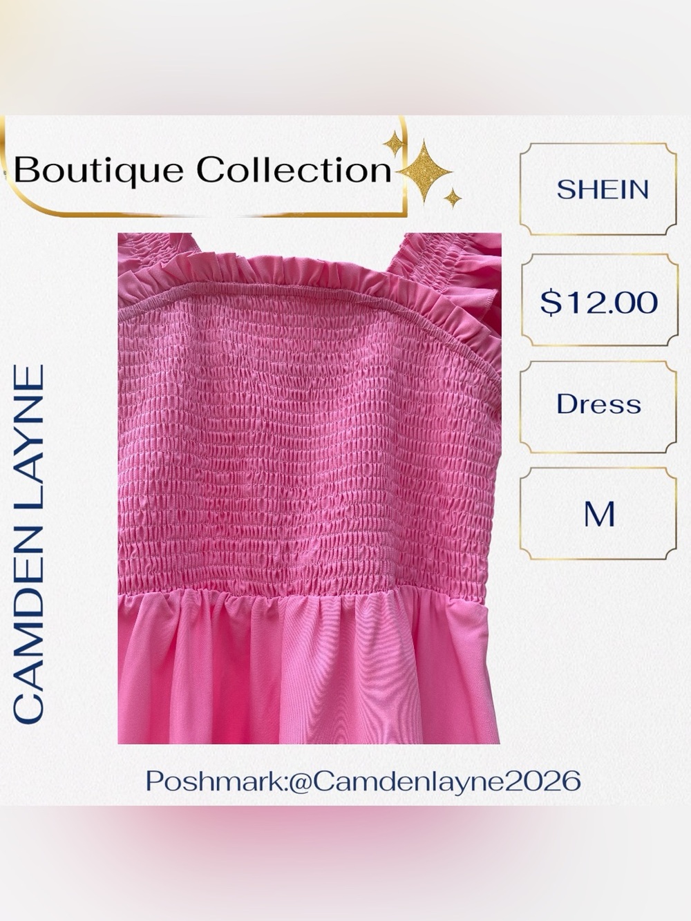 SHEIN Pink Ruffle-Sleeve Smocked Midi Dress - Picture 8 of 10